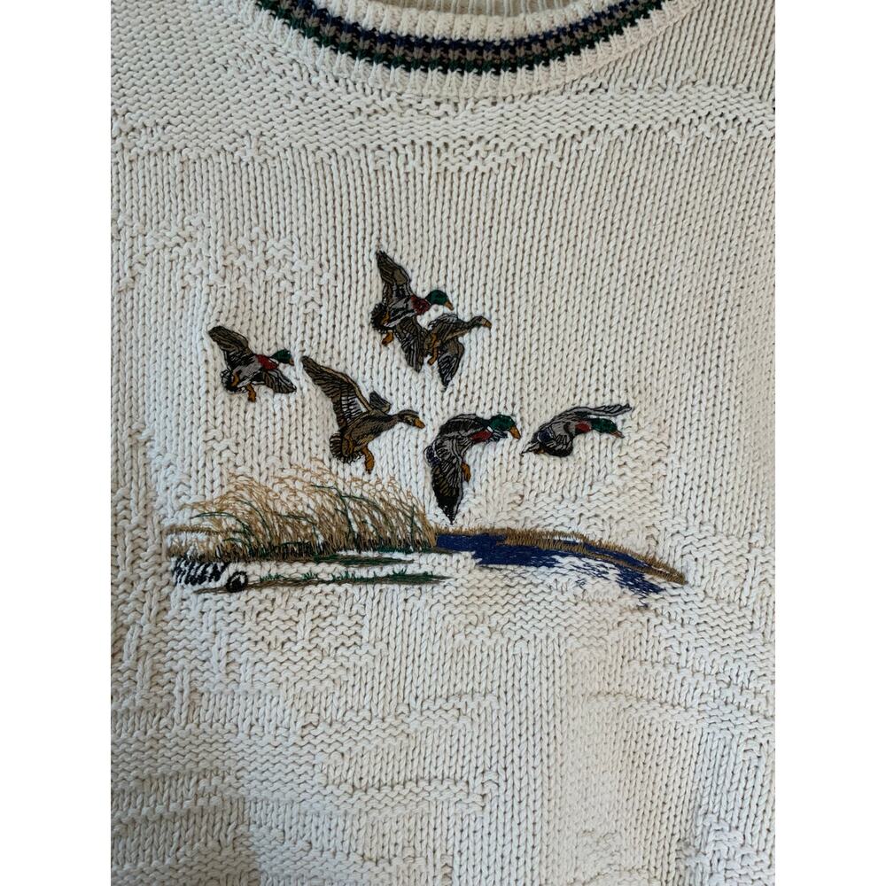 Vintage Shenandoah Cream Duck Embroidered Cotton Knit Sweater XXL - Picture 3 of 5